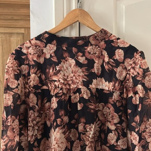 NWT EVER NEW Amelia Curve black peony Printed Button-Down Blouse 18 - Picture 9 of 16
